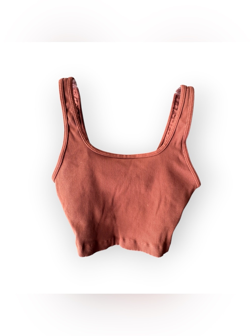 Offline by Aerie Ribbed Crop Tank Top in Terracotta